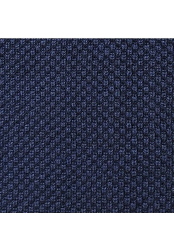 Bawełniany Sweter Męski z Drobnym Splotem - Pako Jeans - Granatowy. Kolor: niebieski. Materiał: bawełna. Wzór: ze splotem. Sezon: wiosna, jesień, zima. Styl: klasyczny, elegancki