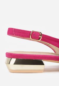 Renee - Fuksjowe Sandały Slingback Vices z Wkładką ze Skóry Naturalnej Galeresa. Okazja: na co dzień, do pracy, na spotkanie biznesowe. Zapięcie: pasek. Kolor: różowy. Materiał: skóra. Obcas: na obcasie. Styl: casual, biznesowy, elegancki. Wysokość obcasa: niski #3