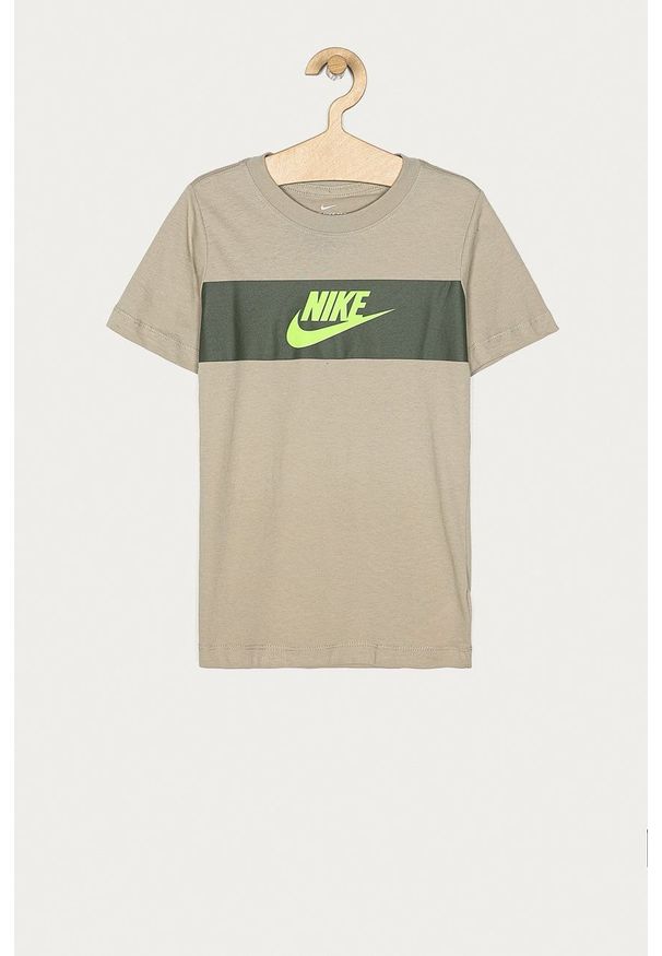 Nike Kids - T-shirt dziecięcy 122-170 cm. Okazja: na co dzień. Kolor: beżowy. Materiał: dzianina. Styl: casual