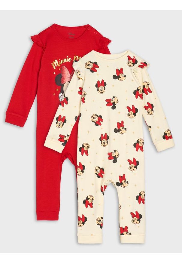 Sinsay - Bawełniane śpiochy z nadrukiem Minnie - czerwony. Kolor: czerwony. Materiał: bawełna. Wzór: nadruk