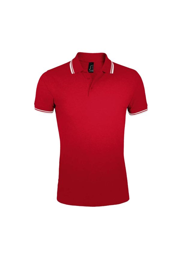 SOL'S - Męska Koszulka Polo Pasadena. Typ kołnierza: polo. Kolor: czerwony, wielokolorowy, biały