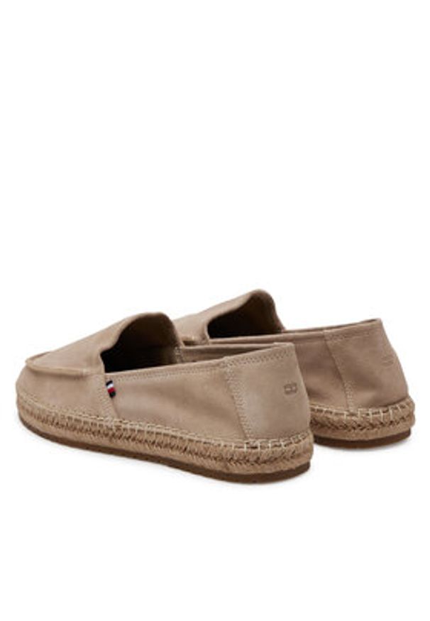 TOMMY HILFIGER - Tommy Hilfiger Espadryle Hilfiger Flex Espa Suede Loafer FM0FM05392 Beżowy. Kolor: beżowy. Materiał: zamsz, skóra