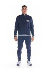 LEONE 1947 APPAREL - Męski dres College ze stójką i zamkiem błyskawicznym. Kolor: niebieski. Materiał: dresówka. Sport: fitness