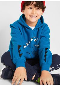 bonprix - Bluza z kapturem z czystej bawełny organicznej. Typ kołnierza: kaptur. Kolor: niebieski. Materiał: bawełna. Wzór: nadruk #3