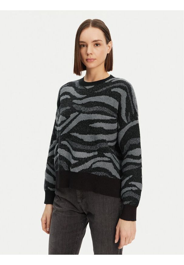 Desigual Sweter Winnipeg 24WWJF20 Czarny Regular Fit. Kolor: czarny. Materiał: syntetyk