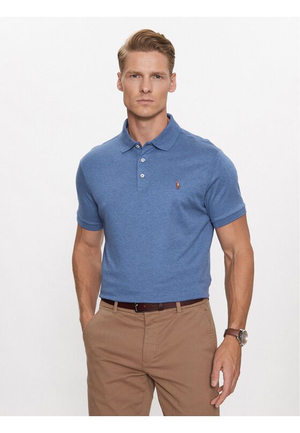 Polo Ralph Lauren Polo 710713130008 Niebieski Custom Slim Fit. Typ kołnierza: polo. Kolor: niebieski. Materiał: bawełna