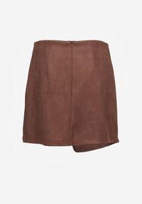 Renee - Brązowa Trapezowa Spódnica o Kopertowym Kroju z Guzikami Ilaraeth. Okazja: na co dzień. Kolor: brązowy. Styl: casual, elegancki, klasyczny #3