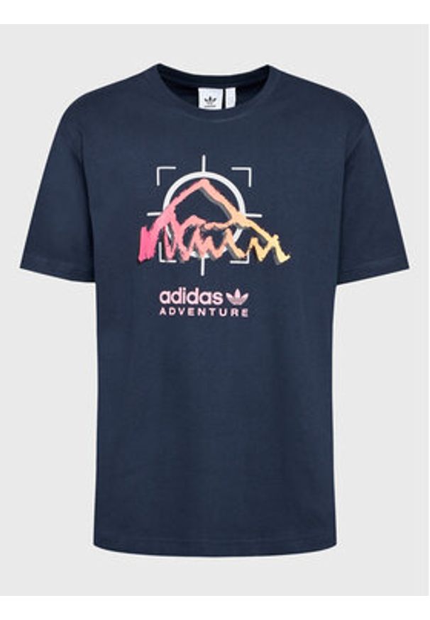 Adidas - adidas T-Shirt Adventure Ride HK4981 Granatowy Relaxed Fit. Kolor: niebieski. Materiał: bawełna