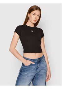 Calvin Klein Jeans T-Shirt J20J218337 Czarny Slim Fit. Kolor: czarny. Materiał: bawełna