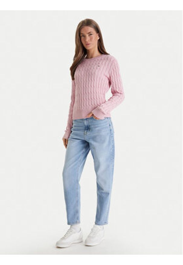 TOMMY HILFIGER - Tommy Hilfiger Sweter WW0WW47644 Różowy Regular Fit. Kolor: różowy. Materiał: bawełna