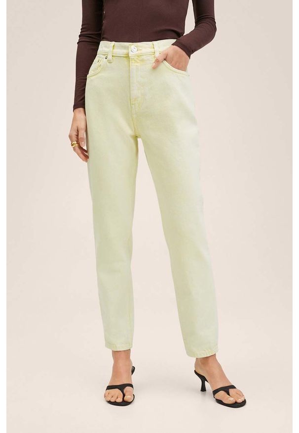 mango - Mango jeansy Mom80 damskie high waist. Stan: podwyższony. Kolor: żółty