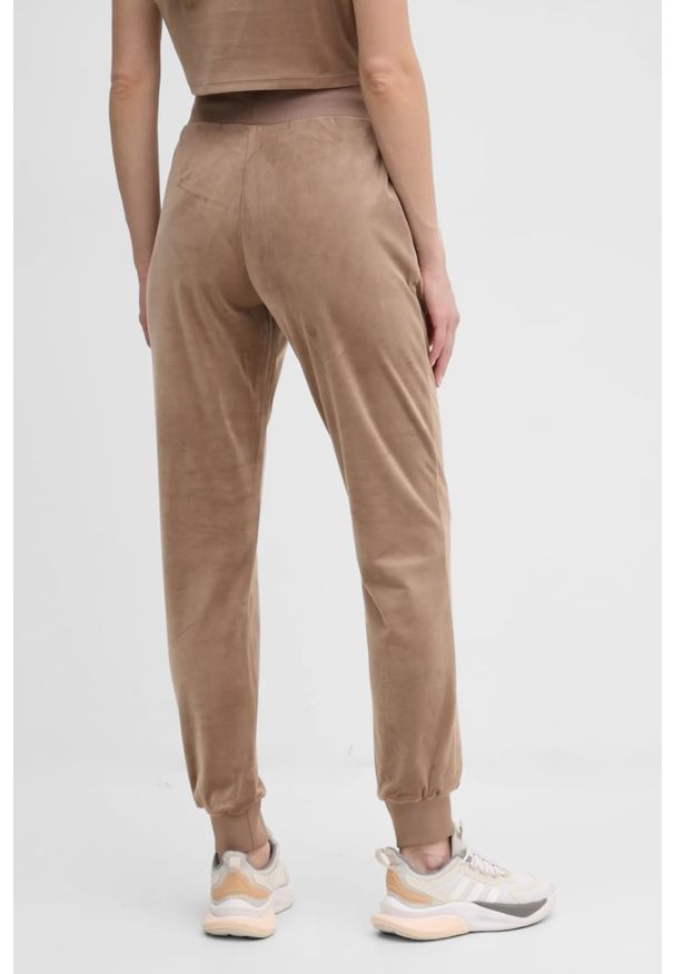 Guess - GUESS Brązowe damskie spodnie welurowe Couture, Rozmiar XS. Kolor: brązowy. Materiał: welur