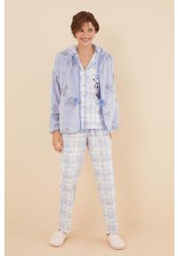 Women Secret - women'secret szlafrok Mickey Mouse kolor niebieski 4416253. Typ kołnierza: kaptur. Kolor: niebieski. Materiał: materiał. Wzór: motyw z bajki #4