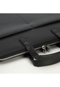 Wittchen - Damska torba na laptopa 13” skórzana slim. Kolor: czarny. Materiał: skóra. Wzór: kwiaty, haft. Styl: casual, elegancki
