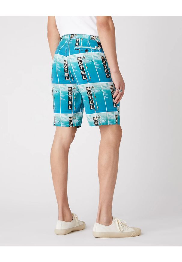 Wrangler - WRANGLER CHINO SHORT MĘSKIE SZORTY MATERIAŁOWE WRANGLER BLUE W14AMZX05 112126576. Materiał: materiał