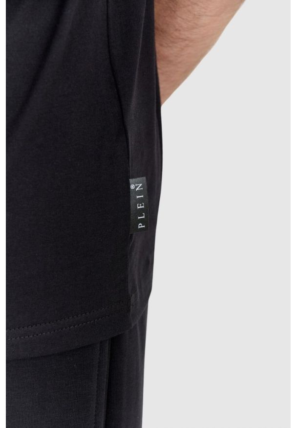 Philipp Plein - PHILIPP PLEIN Czarny męski t-shirt z wężem na plecach z dżetów, Rozmiar XXL. Kolor: czarny