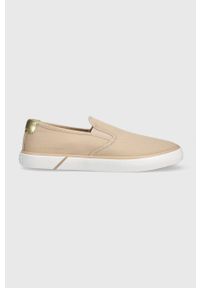TOMMY HILFIGER - Tommy Hilfiger tenisówki ESSENTIAL SLIP-ON SNEAKER damskie kolor beżowy FW0FW06956. Zapięcie: bez zapięcia. Kolor: beżowy. Materiał: bawełna, guma #1
