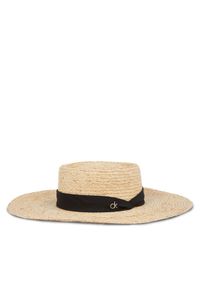 Calvin Klein Kapelusz Ck Metal Linen Band Straw Hat K60K612915 Beżowy. Kolor: beżowy. Materiał: poliester, materiał