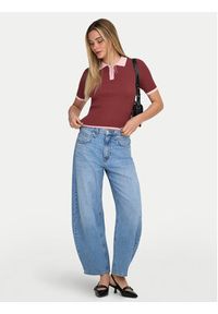 only - ONLY Polo Meddi 15363165 Bordowy Slim Fit. Typ kołnierza: polo. Kolor: czerwony. Materiał: syntetyk #6