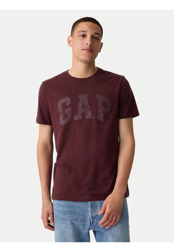 GAP - Gap T-Shirt 856659-17 Bordowy Regular Fit. Kolor: czerwony. Materiał: bawełna