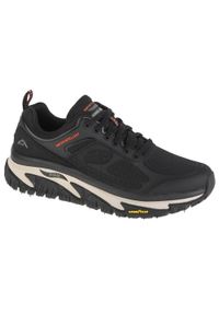 skechers - Buty do chodzenia męskie Skechers Arch Fit Road Walker. Kolor: czarny. Materiał: guma, tkanina, skóra. Sport: turystyka piesza