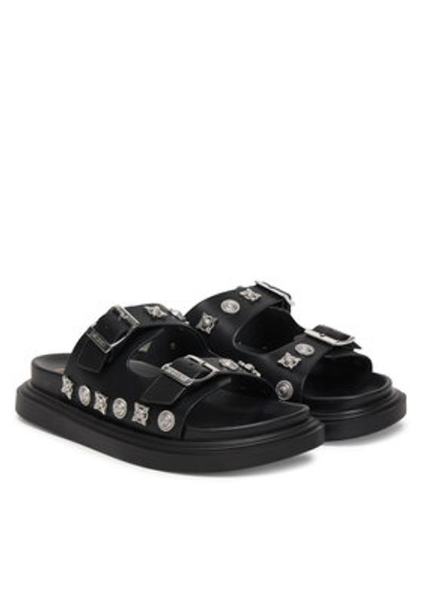 Just Cavalli Klapki 80RA3S92 ZPB91 Czarny. Kolor: czarny. Materiał: skóra