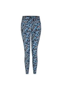 DARE 2B - Damskie Legginsy Z Nadrukiem Lamparta Z Recyklingu. Kolor: niebieski. Wzór: nadruk. Sport: bieganie