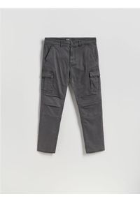 Reserved - Spodnie cargo slim fit - ciemnoszary. Kolor: szary. Materiał: tkanina, bawełna