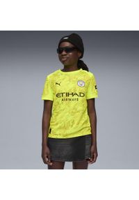 Puma - Młodzieżowa koszulka bramkarska Manchester City 25/26 PUMA Yellow Alert. Kolor: żółty. Materiał: tkanina. Sport: piłka nożna