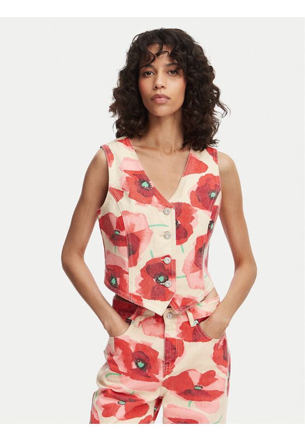 French Connection Kamizelka Poppy 7G9A9 Czerwony Slim Fit. Kolor: czerwony. Materiał: bawełna
