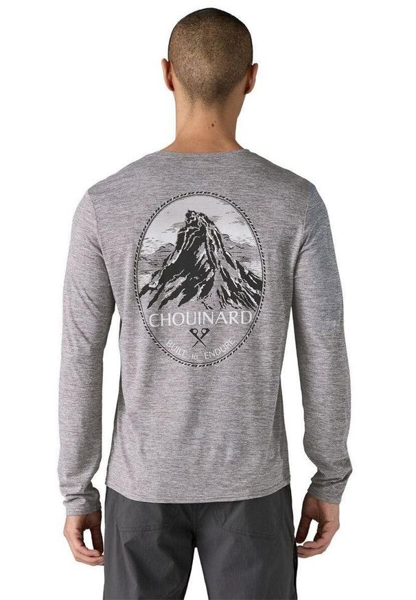 Patagonia - Koszulka trekkingowa męska L/S Cap Cool Daily Graphic. Kolor: szary. Materiał: dzianina. Długość rękawa: długi rękaw