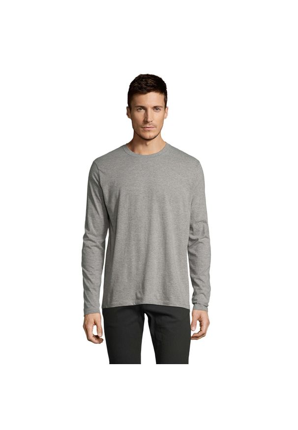 SOL'S - Męska Koszulka Z Długim Rękawem Imperial. Kolor: szary. Długość rękawa: długi rękaw. Długość: długie. Sport: turystyka piesza