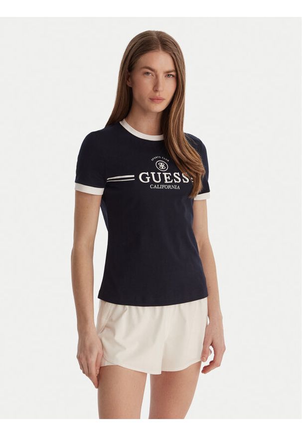 Guess T-Shirt V6GI08 K2975 Granatowy Regular Fit. Kolor: niebieski. Materiał: bawełna
