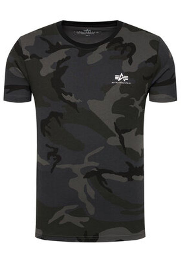 Alpha Industries T-Shirt Basic T Small Logo Camo 188505C Szary Regular Fit. Kolor: czarny. Materiał: bawełna