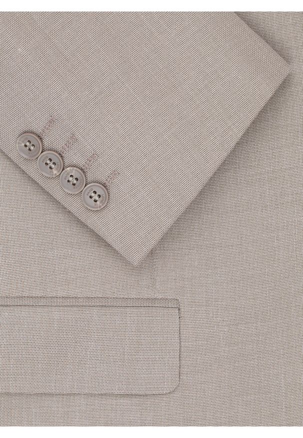 Pako Lorente - PAKO LORENTE – Beżowa marynarka męska. Okazja: na co dzień. Kolor: beżowy. Materiał: poliester, wiskoza, jeans, elastan. Styl: casual