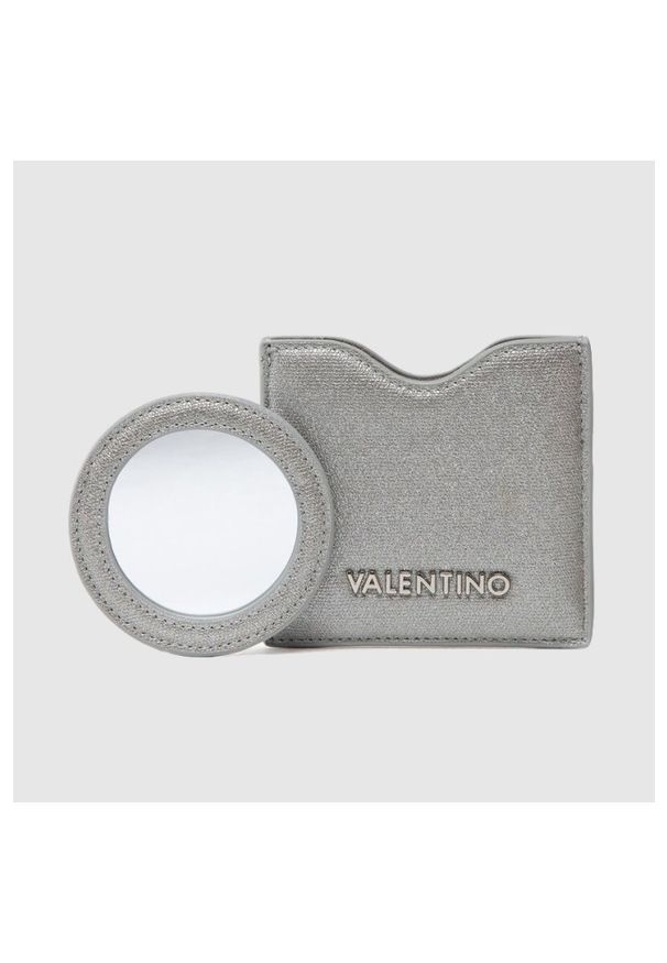 Valentino by Mario Valentino - VALENTINO Zestaw srebrny portfel damski z lusterkiem. Kolor: srebrny. Materiał: skóra