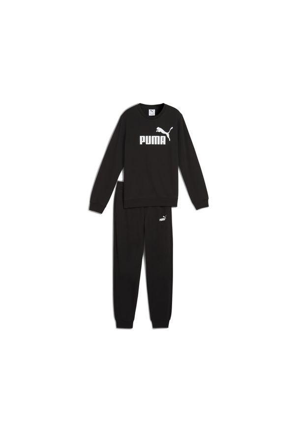 Puma - Młodzieżowy dres Essentials z logo No. 1 z bluzą PUMA Black. Kolor: czarny. Materiał: dresówka. Wzór: nadruk. Styl: młodzieżowy