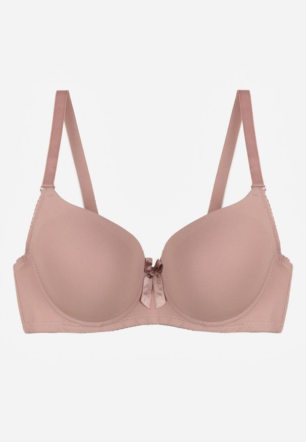 Born2be - Jasnofioletowy Gładki Biustonosz Zdobiony Kokardką Ocerien. Kolor: fioletowy. Materiał: koronka. Wzór: aplikacja, gładki