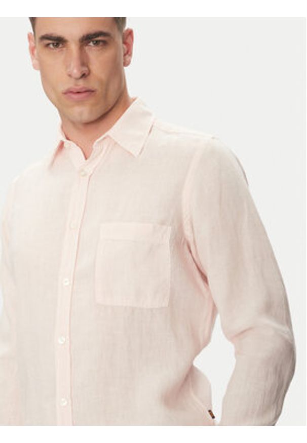 BOSS Koszula 50537381 Różowy Regular Fit. Kolor: różowy. Materiał: len