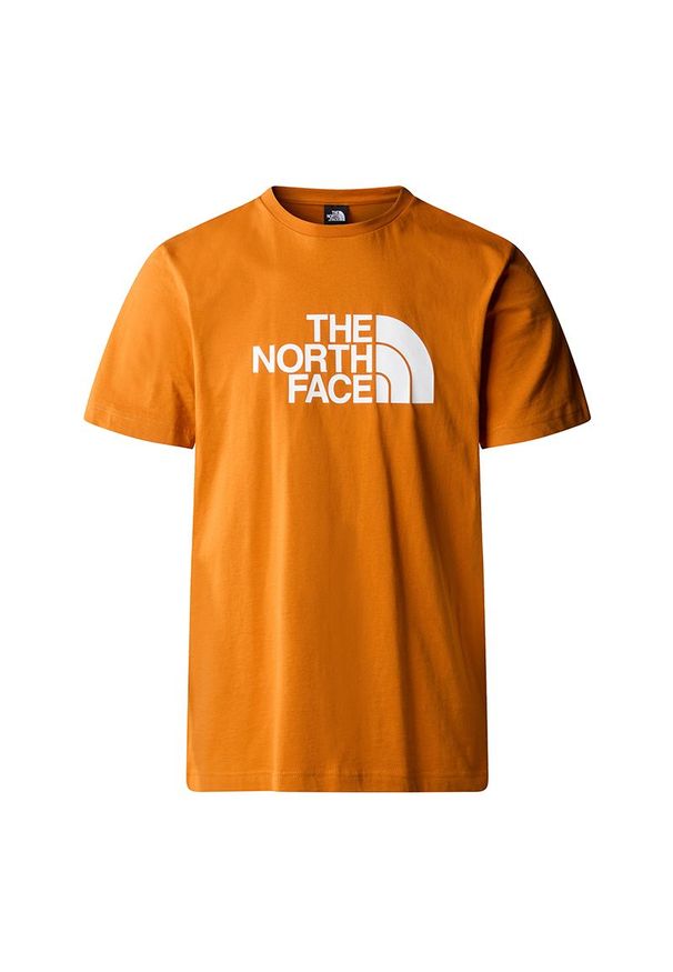 Koszulka The North Face Easy 0A87N5PCO1 - pomarańczowa. Kolor: pomarańczowy. Materiał: bawełna. Długość rękawa: krótki rękaw. Długość: krótkie. Wzór: nadruk