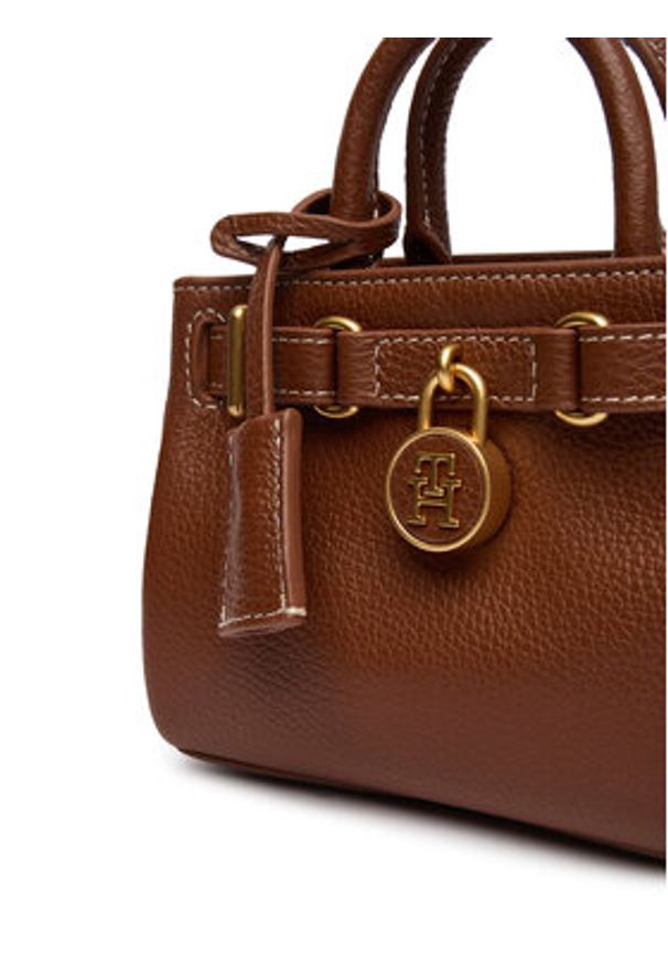 TOMMY HILFIGER - Tommy Hilfiger Torebka American Icon Micro Tote Leather AW0AW18167 Brązowy. Kolor: brązowy. Materiał: skórzane
