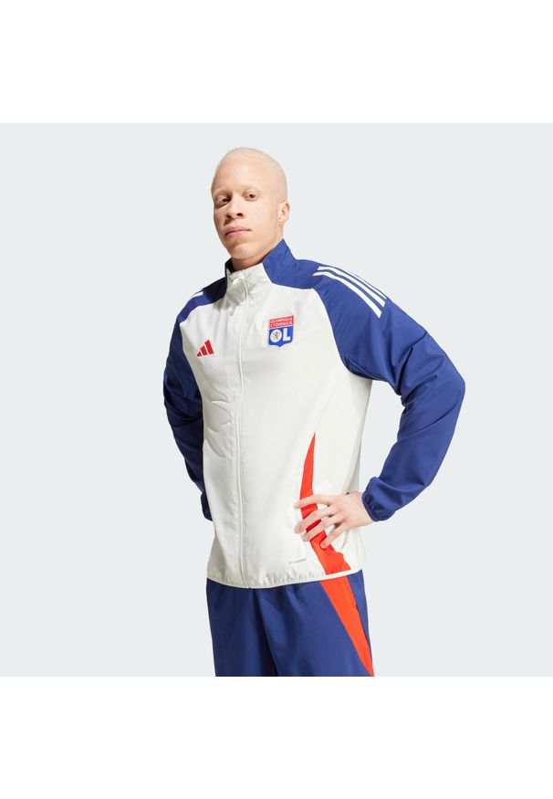 Adidas - Bluza Olympique Lyonnais Tiro 24 Presentation. Kolor: biały, niebieski, czerwony, wielokolorowy. Materiał: materiał. Sport: piłka nożna