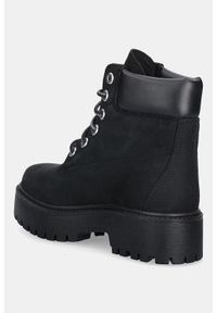 Trapery damskie Timberland STONE STREET 6 INCH BOOTS. Okazja: na spacer. Kolor: czarny. Materiał: guma, materiał. Szerokość cholewki: normalna. Sezon: zima. Styl: street