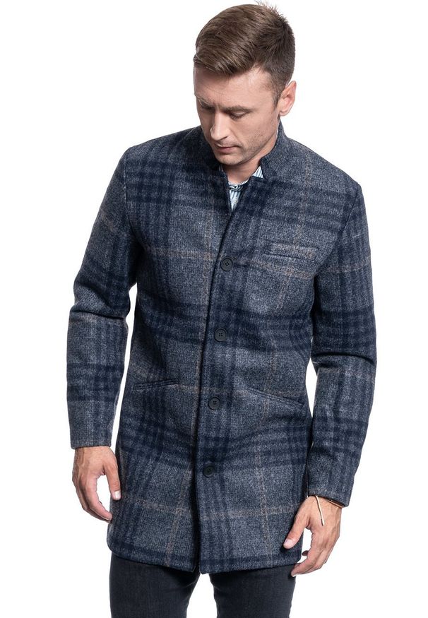 Only & Sons - PŁASZCZ MĘSKI ONLY & SONS ONSWILBURT CHECK COAT BOX DARK GREY MELANGE 22013255. Kolor: szary