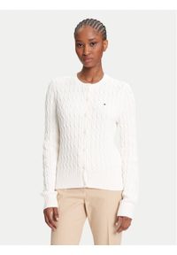 TOMMY HILFIGER - Tommy Hilfiger Kardigan WW0WW46514 Écru Regular Fit. Materiał: bawełna