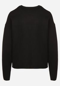 Born2be - Czarny Sweter o Pudełkowym Kroju z Ozdobną Kieszonką Seaviraen. Okazja: do pracy, na co dzień. Kolor: czarny. Materiał: jeans. Długość rękawa: długi rękaw. Długość: długie. Styl: casual, elegancki #3
