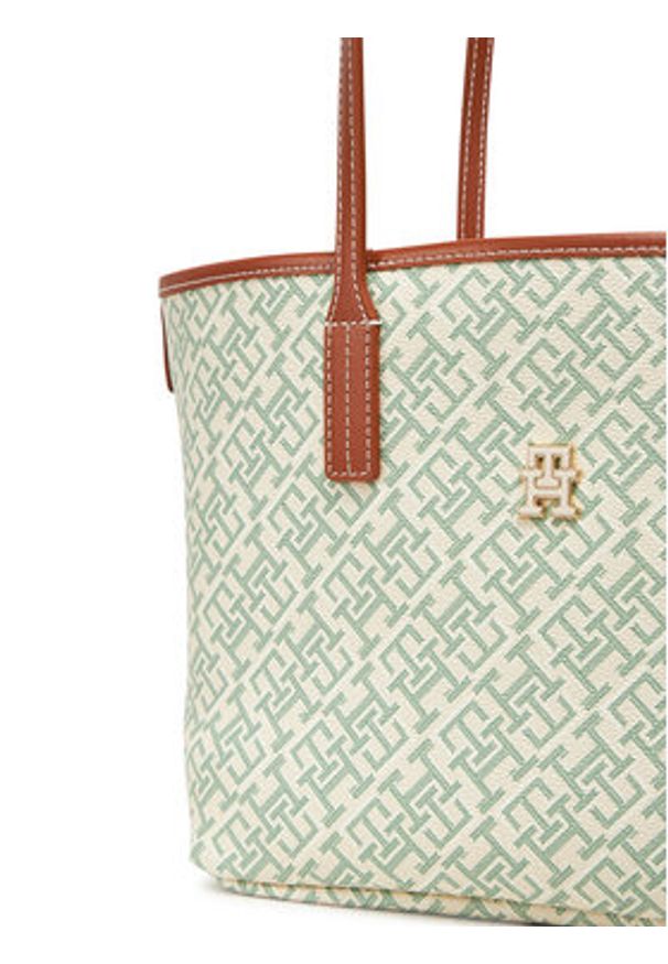 TOMMY HILFIGER - Tommy Hilfiger Torebka Th Monoplay Leather Mini Tote AW0AW17415 Zielony. Kolor: zielony. Materiał: skórzane