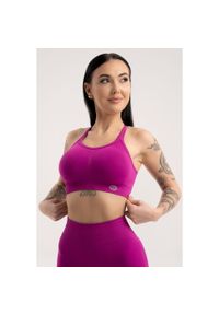 GYM GLAMOUR - Stanik fitness cardio damski Gym Glamour push up 2.0. Kolor: różowy. Rodzaj stanika: push-up. Sport: fitness
