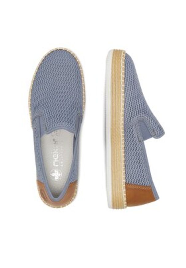 Rieker Espadryle L7873-12 Niebieski. Kolor: niebieski. Materiał: materiał
