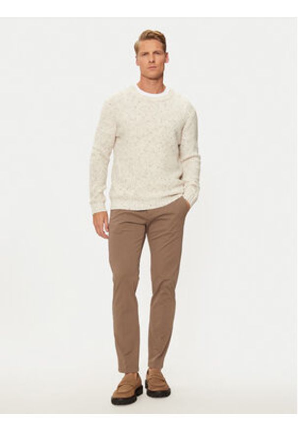 Sisley Sweter 10FES103Z Beżowy Regular Fit. Kolor: beżowy. Materiał: syntetyk